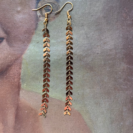 Brass Herringbone Earrings