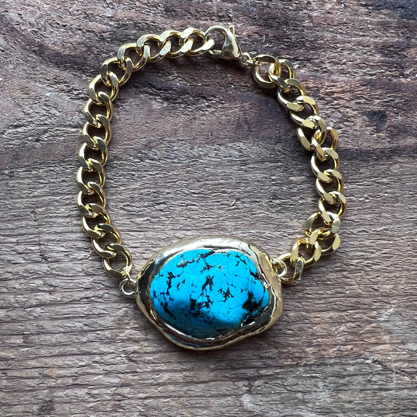 Gold Curb Chain Big Mama Howlite Adjustable Bracelet