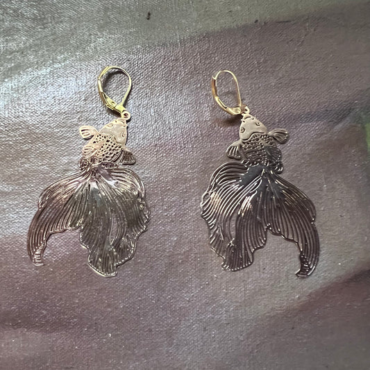 Brass Koi Fish Earrings