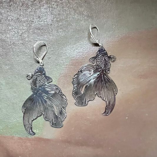 Silver Koi Fish Earrings